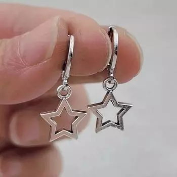Fashion star earrings for women серебряный
