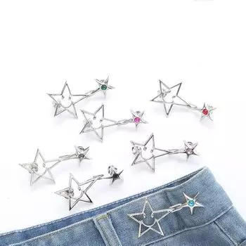 Fashion Star Waist Buckle Adjustable Detachable Pants Clips Waist Tightener For Girls Nail-free Jeans Metal Button Snaps красный