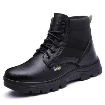Fashion Steel Toe Black Men s Boots Rubber Puncture-Proof Footwear Cheap Classic Casual Sale Non Slip Male Shoes Vintage In Promotion 36