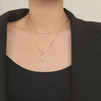 Fashion Sting Double-Layer Twin Photo Frame Online Influencer Necklace GOLD NECKLACE