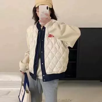 Fashion street down vest women wear winter new lightweight letter embroidery double-sided wear student thermal vest tide S чёрный