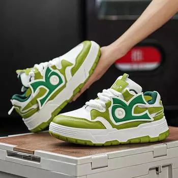 Fashion Street Green Skateboarding Shoes For Man Platform Leather Men s Casual Sneakers Fashion Designer Shoes Men zapatillas de hombre 39