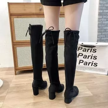 fashion Street Style Women Stretch Modern Sock Boots Fashion High Heel Shoes Concise Long Botas De Mujer 35