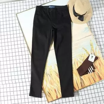 Fashion Stretch Denim Pencil Pants Women s Autumn Export European and American Single New Arrival Silm Slim Looking Washed All-Matching Casual Pants Cotton Black (flawed specials) 10