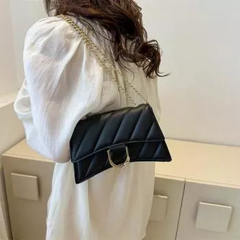 Модная полосатая маленькая квадратная сумка для девочки, ретро однотонная женская сумка через плечо, корейская классическая цепочка, сумка кроссбоди для девочки, машинная строчка