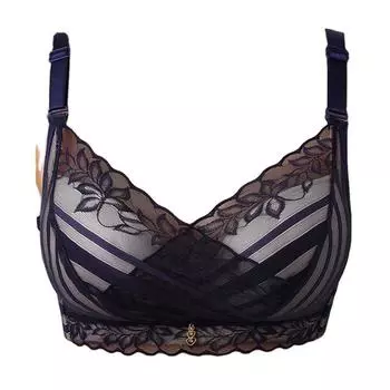 мода полосатый кружевной топ-труба ультратонкий большой чашечки нижнее белье маленькая чашечка маленькая грудь собрать толстые чашки бюстгальтер 70B красный