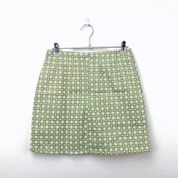 Fashion Student Sheath Plaid Ribbon Crotch Skirt Lining Green M