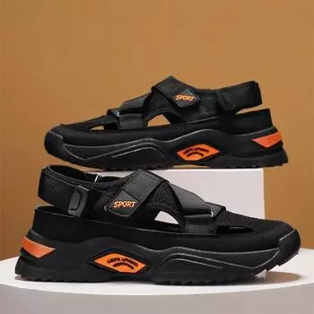 Fashion STYK Summer Men Sandals Genuine Leather Mens Casual Shoes Outdoor Men Leather Sandals for Men Beach Shoes Roman mens Shoes 39 серый