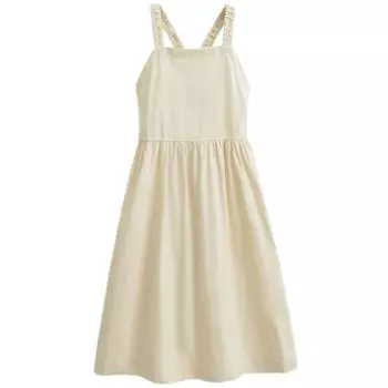 Fashion Style 2023 Autumn New Arrival Women s Casual Sense Chic Open Back Square Collar Treasure Dress Uwu7303 Beige S