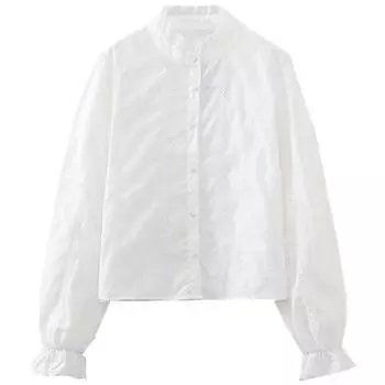 Fashion Style 2023 Autumn New Women s Slim Looking Easiest for Match White Hollow-out Embroider Shirt 8741228 250 White XS