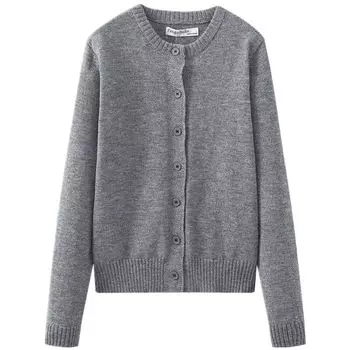 Fashion Style 2023 Autumn New Women s Clothing Slim Looking Easiest for Match Pure Wool Knit Outwear 2893103 809 Medium gray M
