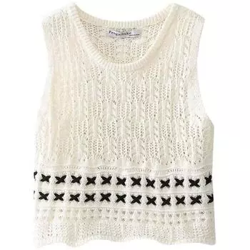 Fashion Style 2023 Autumn New Women s Clothing Easiest for Match Chenille Contrast Color Detail Vest 7901869 064 Picture color S