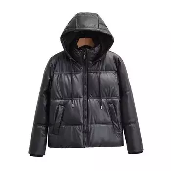 Fashion Style 2023 New Fall Women s Clothing Easiest for Match Slim Looking Imitation Leather Short Cotton Jacket Jacket Outwear 3046225 Black L