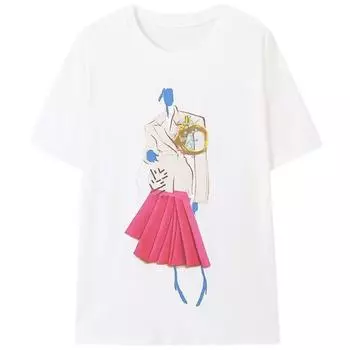 Fashion Style 2023 Summer New Arrival Fashion Women s Fashion Clothing Contrast Color Girl Print T-shirt 5644159 250 White S