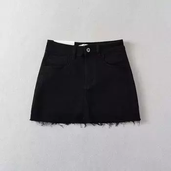 Fashion Style 2023 Summer New Arrival Women s Clothing Stylish Slim Looking Easiest for Match High Waist Stretch Denim Skirt Culottes Black L