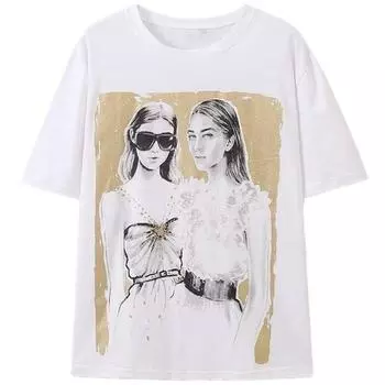 Fashion Style 2024 Autumn New Women s Clothing Easiest for Match Cotton Comfort Printing Short Sleeve round Neck T-shirt 5644672 White M