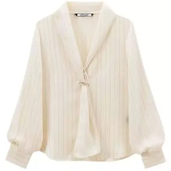 Fashion Style 2024 Fall and Winter New Women s Metallic Line Stripes Long Sleeves Lapel Casual Shirt 7969227 Picture color M