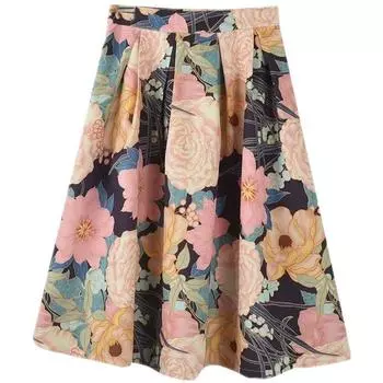 Fashion Style 2024 Spring New Arrival Women s Clothing Stylish Fashion High Waist Slim Looking Flowers Mid-Length Skirt Picture color XS
