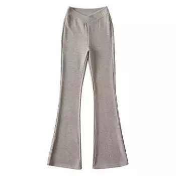 Fashion Style 2024 Spring New Arrival Women s Clothing High Waist Slim Looking All-Matching Slim Fit Stylish Cross Bell-Bottom Pants Trousers Oatmeal Color L