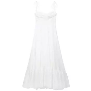 Fashion Style 2024 Spring/Summer New Arrival Women s Clothing Stylish Laminated Decoration Poplin Dress 2673072 250 White L