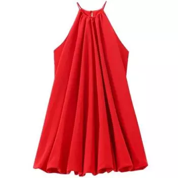 Fashion Style 2024 Summer New Arrival Female Stylish Easiest for Match Balloon Version Short Dress 4437061 600 Red XS