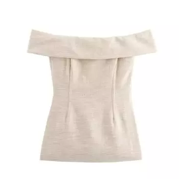 Fashion Style 2024 Summer New Arrival Women s off-Neck Side Slit off-Shoulder Tops High Waist Loose Pants 8202151 Tops S