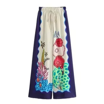 Fashion Style 2024 Summer New Arrival Women s Clothing Loose Temperament Easiest for Match Positioning Print Shirt High Waist Pants Suit Pants S