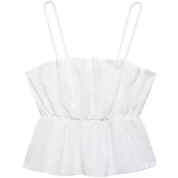 Fashion Style 2024 Summer New Arrival Women s Sling Easiest for Match Slimming and Short Puffy Stretch Tops 3897072 White XS