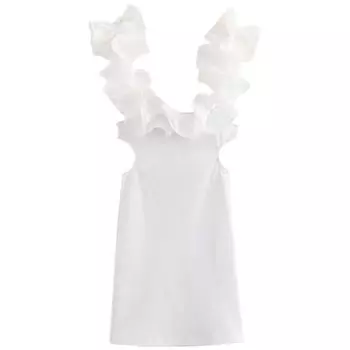 Fashion Style 2024 Summer New Arrival Women s Open Design Laminated Decoration Silm Dress 0347305 250 White S