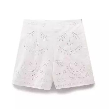 Fashion Style 2024 Summer New Arrival Women s Clothing Stylish Embroider Poplin Shirt High Waist Shorts 4786061 White Pants XS