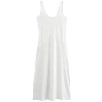 Fashion Style 2024 Summer New Arrival Women s Clothing Easy Matching Sling Patchwork Poplin Mid Length Long Length Dress 4174165 White XS