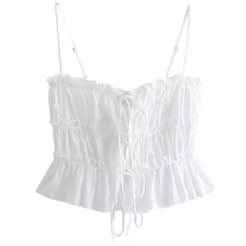 Fashion Style 2024 Summer New Arrival Women s Crop Top Short Vest Strappy Bow Decoration Tops Women s 3067055 White L