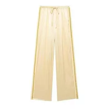 Fashion Style 2024 Summer New Arrival Women s Clothing Temperament Wild Stylish Slim Looking Beaded Shirt High Waist Pants Yellow Pants S