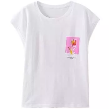 Fashion Style 2024 Summer New Women s Clothing Casual Versatile Slimming Loose Print T-shirt 0264172 250 White S