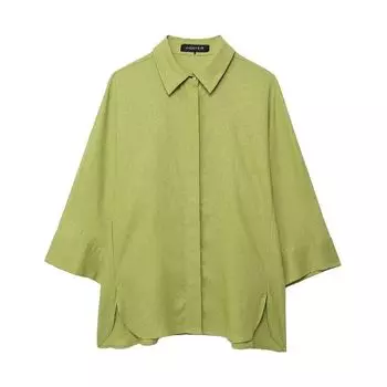 Fashion Style 2024 Summer New Women s Linen Blended Loose Shirt High Waist Wide Leg Pants 2157045 511 Green shirt XS