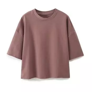 Fashion Style 2024 Summer New Women s Clothing All-Matching round Neck Short Sleeve T-shirt High Waist Short 3253318 922 Brown Tops M