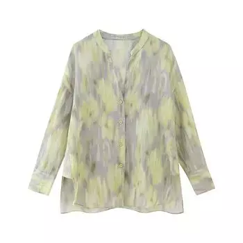 Fashion Style Autumn New Arrival Fashion Women s Fashion Clothing Loose All-Match Printing Ramie Shirt 4786302 300 Shirt XS