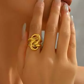 Fashion style hot selling plain ring geometric 18k electroplating design wrapped metal index finger ring versatile