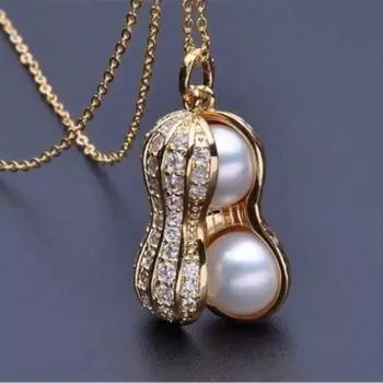 Fashion Style Necklace Peanut Pendant Necklace Jewelry Clear Pearl Necklace for Women(Color: Gold, Silver, Rose Gold) белый