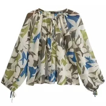Fashion Style New Arrival Fashion Trendy Women s Clothing Loose Long Sleeves round Neck with Decoration Print Shirt 3666098 330 Picture color XS