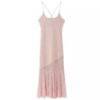 Fashion Style New Arrival Fashion Trendy Women s Clothing Slim Looking Sleeveless Spaghetti Straps Knitted Dress 9874010 676 Pink L
