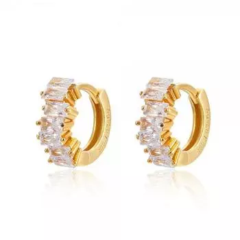 Fashion Style S925 Inlaid Rectangular Zircon Ear Buckle Earbone Clip Simple Earrings Earrings золотой