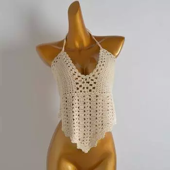 Fashion Style Sexy Sexy Fashion Lace-up Halter Cut-out Crochet Strap Female Summer Outwear Beauty Back Beach Tops Figure color Sexy sexy back Tops All yards