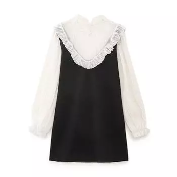 Fashion Style Spring New Arrival Women s Clothing French Classic Style Gauze Knitting Patchwork Dress 2142221 800 As shown in pictures XS