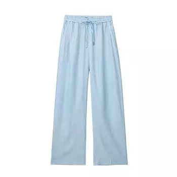 Fashion Style Summer New Arrival Fashion Trendy Women s Clothing High Waist Wide Leg Linen Blending Trousers 9929140 527 Blue S