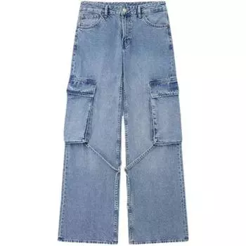 Fashion Style Summer New Arrival Fashion Trendy Women s Clothing Strap Accessories Mid Waist Cargo Jeans 8197034 400 As shown in pictures XS
