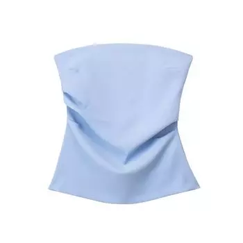 Fashion Style Summer New Arrival Fashion Trendy Women s Clothing Strapless All-Matching Silm Tube Top Tops 3067089 423 Blue XS