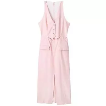 Fashion Style Summer New Arrival Women s Clothing Slim Looking Easiest for Match Pink Linen Midi Skirt Dress 2309378 620 Pink M