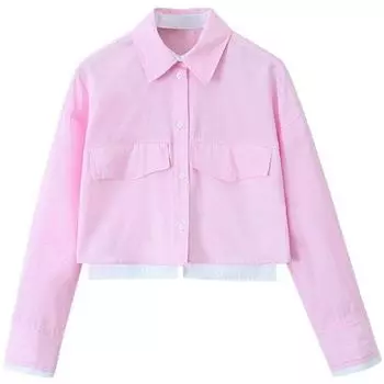 Fashion Style Winter New Women s Clothing Slimming Versatile Long Sleeves Lapel Short Oxford Shirt 2095893 400 Pink M