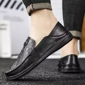 Fashion Stylish Men Loafers Genuine Leather Mens Slip on Shoes 2024 New Male Comfortable Walking Shoe High Quality Men Casual Footwear 38 песочный